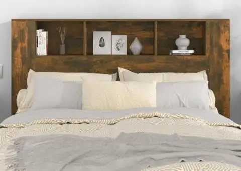 Tăblie de pat cu dulap, stejar afumat, 160x18,5x104,5 cm - 3/5