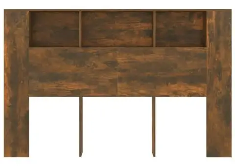 Tăblie de pat cu dulap, stejar afumat, 160x18,5x104,5 cm - 4/5