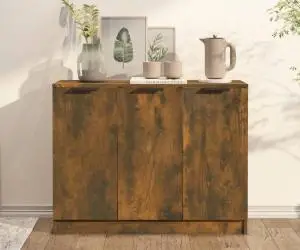 vidaXL Servantă, stejar fumuriu, 90,5x30x70 cm, lemn prelucrat