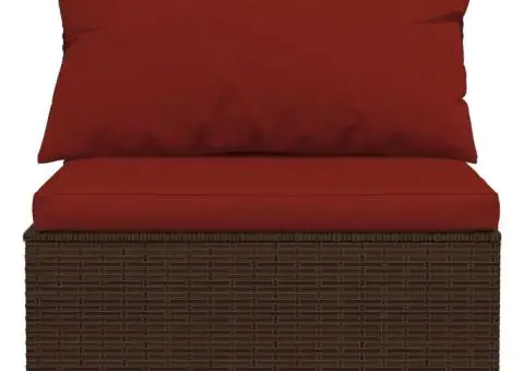 Set mobilier de grădină cu perne, 9 piese, maro, poliratan - 4/5