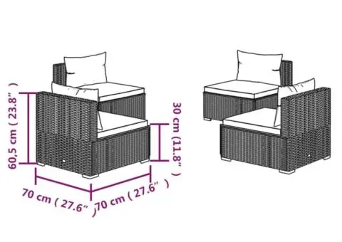 Set mobilier de grădină cu perne, 4 piese, negru, poliratan - 5/5