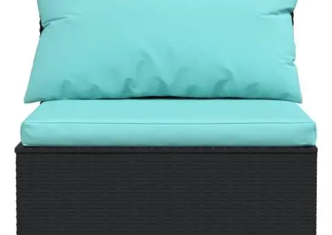 Set mobilier de grădină cu perne, 8 piese, negru, poliratan - 4/5