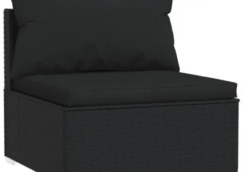 Set mobilier de grădină cu perne, 8 piese, negru, poliratan - 3/5