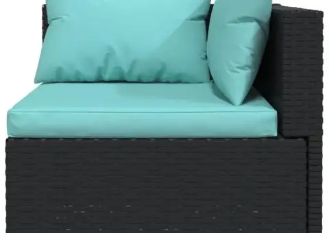 Set mobilier de grădină cu perne, 5 piese, negru, poliratan - 4/5