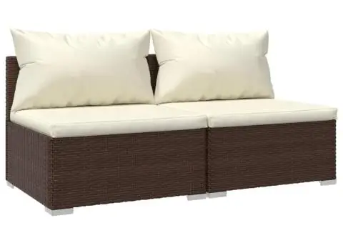 Set mobilier de grădină cu perne, 2 piese, maro, poliratan - 2/5