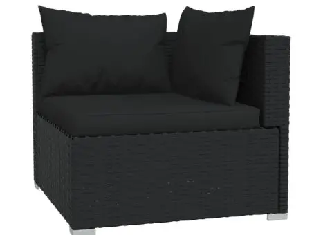 Set mobilier de grădină cu perne, 6 piese, negru, poliratan - 3/5