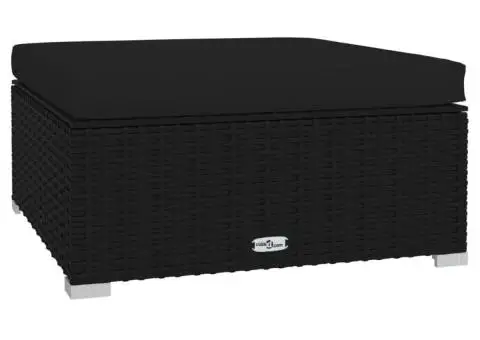 Set mobilier de grădină cu perne, 6 piese, negru, poliratan - 5/5