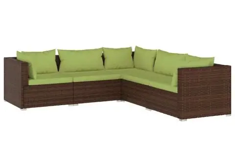 Set mobilier de grădină cu perne, 5 piese, maro, poliratan - 2/5