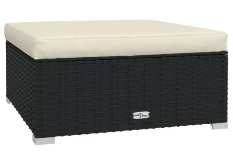 Set mobilier de grădină cu perne, 5 piese, negru, poliratan - 5/5