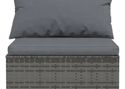 Set mobilier de grădină cu perne, 13 piese, gri, poliratan - 4/5