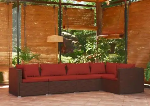 Set mobilier de grădină cu perne, 5 piese, maro, poliratan - 1/5