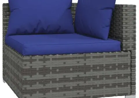 Set mobilier de grădină cu perne, 5 piese, gri, poliratan - 4/5