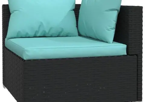 Set mobilier de grădină cu perne, 7 piese, negru, poliratan - 5/5