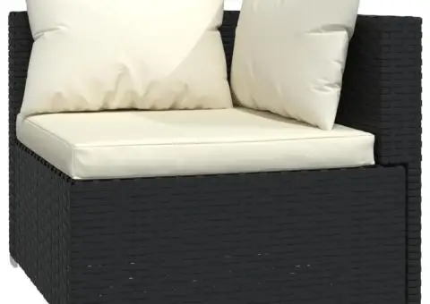 Set mobilier de grădină cu perne, 8 piese, negru, poliratan - 5/5