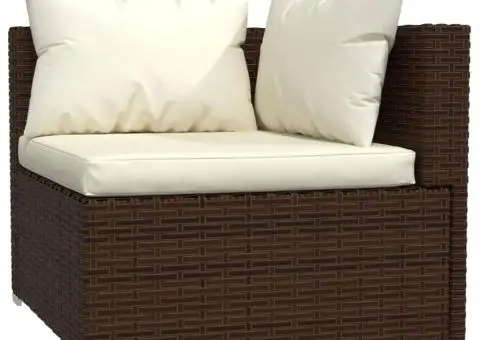 Set mobilier de grădină cu perne, 10 piese, maro, poliratan - 5/5