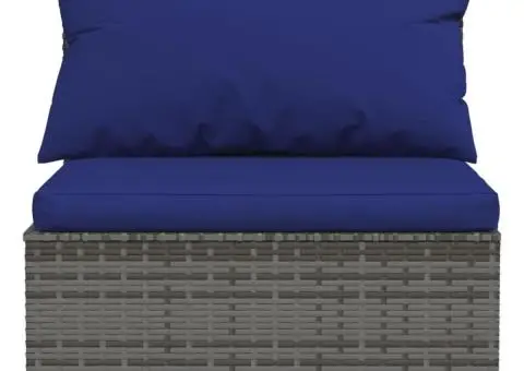 Set mobilier de grădină cu perne, 7 piese, gri, poliratan - 4/5