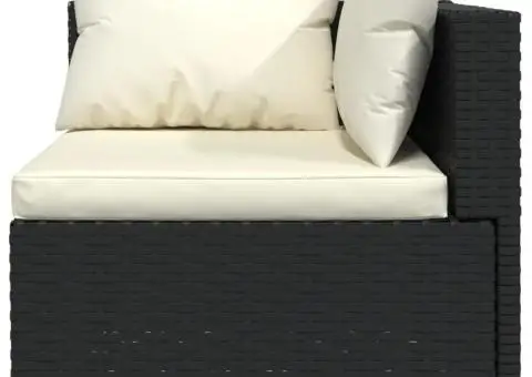 Set mobilier de grădină cu perne, 6 piese, negru, poliratan - 4/5