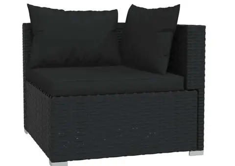 Set mobilier de grădină cu perne, 4 piese, negru, poliratan - 3/5