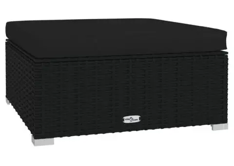 Set mobilier de grădină cu perne, 5 piese, negru, poliratan - 5/5