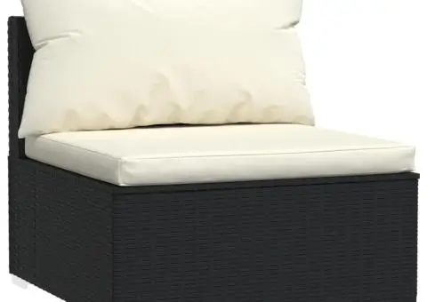 Set mobilier de grădină cu perne, 11 piese, negru, poliratan - 3/5