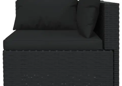 Set mobilier de grădină cu perne, 10 piese, negru, poliratan - 4/5