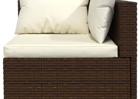 Set mobilier de grădină cu perne, 6 piese, maro, poliratan - 4/5