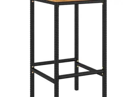 Set bar pentru grădină, 3 piese, negru, poliratan/lemn acacia - 5/5