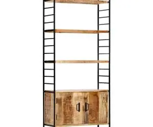 Bibliotecă cu 4 rafturi 80x30x180 cm lemn masiv mango nefinisat