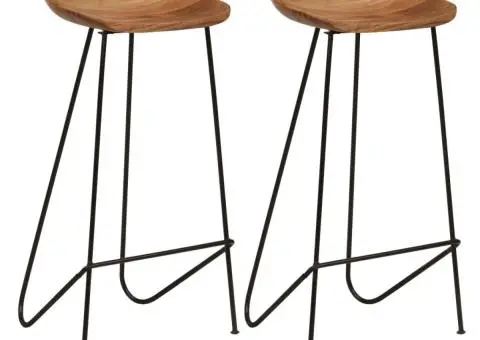 Scaune de bar, 2 buc., lemn masiv de acacia - 1/5