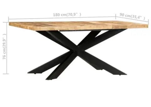 Masă de bucătărie, 180x90x76 cm, lemn masiv de mango nefinisat - 5/5
