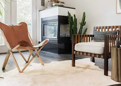 Covor din piele de vacă naturală, bej, 150 x 170 cm - 1/5