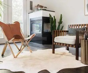 Covor din piele de vacă naturală, bej, 150 x 170 cm