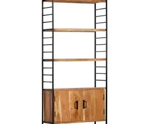 Bibliotecă cu 4 niveluri, 80x30x180 cm, lemn masiv de acacia