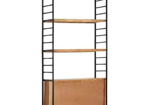 Bibliotecă cu 4 niveluri, 80x30x180 cm, lemn masiv de acacia - 4/5