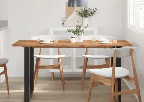 Masă de bucătărie, 154x80x76 cm, lemn masiv de acacia - 3/5