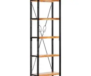 Bibliotecă cu 5 rafturi, 60 x 30 x 180 cm, lemn masiv de acacia
