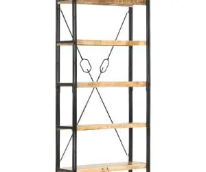 Bibliotecă cu 5 rafturi, 90 x 30 x 180 cm, lemn masiv de mango