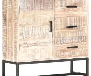 Servantă, alb, 73 x 30 x 75 cm, lemn masiv de acacia