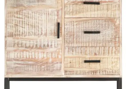 Servantă, alb, 73 x 30 x 75 cm, lemn masiv de acacia - 3/5