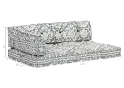 Pernă pentru canapea din paleți, gri deschis, textil, petice - 5/5