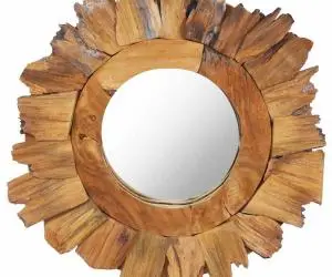 Oglindă de perete, 40 cm, tec, rotund