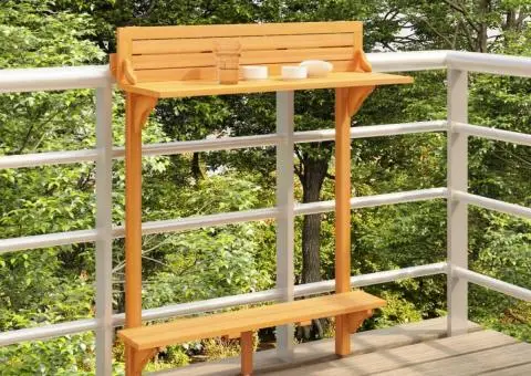 Masă de bar pentru balcon, 90x37x122,5 cm, lemn masiv de acacia - 1/5