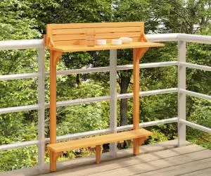 Masă de bar pentru balcon, 90x37x122,5 cm, lemn masiv de acacia