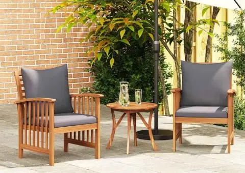 Scaune de grădină cu perne, 2 buc., lemn masiv de acacia - 3/5