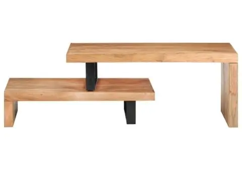 Set măsuțe de cafea, 2 piese, lemn masiv de acacia - 3/5