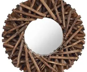 Oglindă de perete, 40 cm, tec, rotund