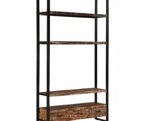 Bibliotecă, 118x30x200 cm, lemn masiv de acacia