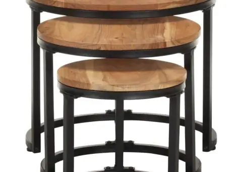 Mese laterale, 3 buc., lemn masiv de acacia - 2/5