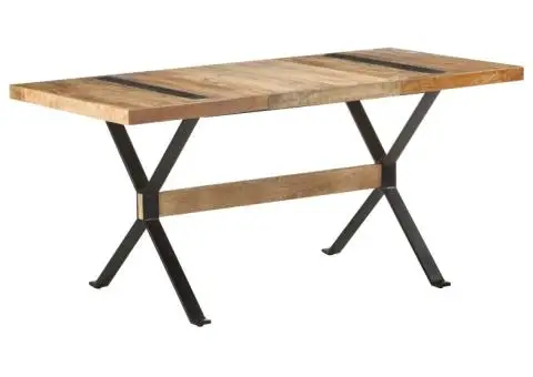 Masă de bucătărie, 160 x 80 x 76 cm, lemn de mango nefinisat - 1/5