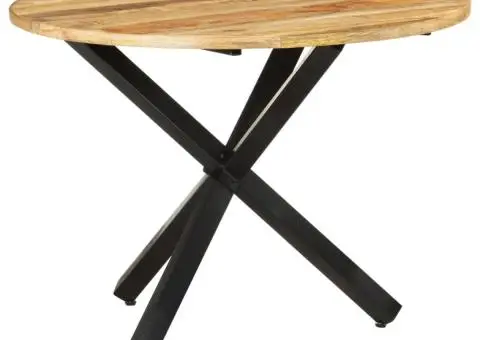 Masă de bucătărie, 100x100x75 cm, lemn mango nefinisat, rotundă - 1/5